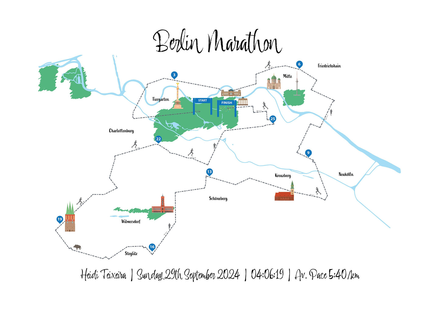 Personalised Berlin Marathon Route Map