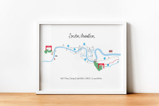 Personalised London Marathon Route Map Print