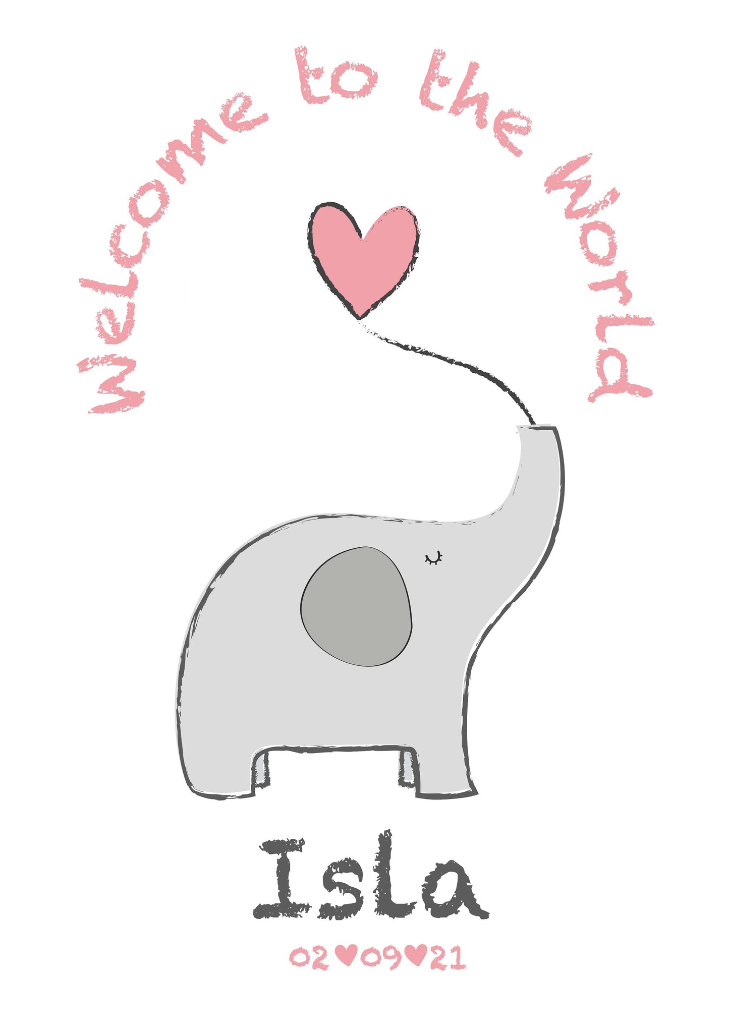 Personalised Elephant Nursery Print