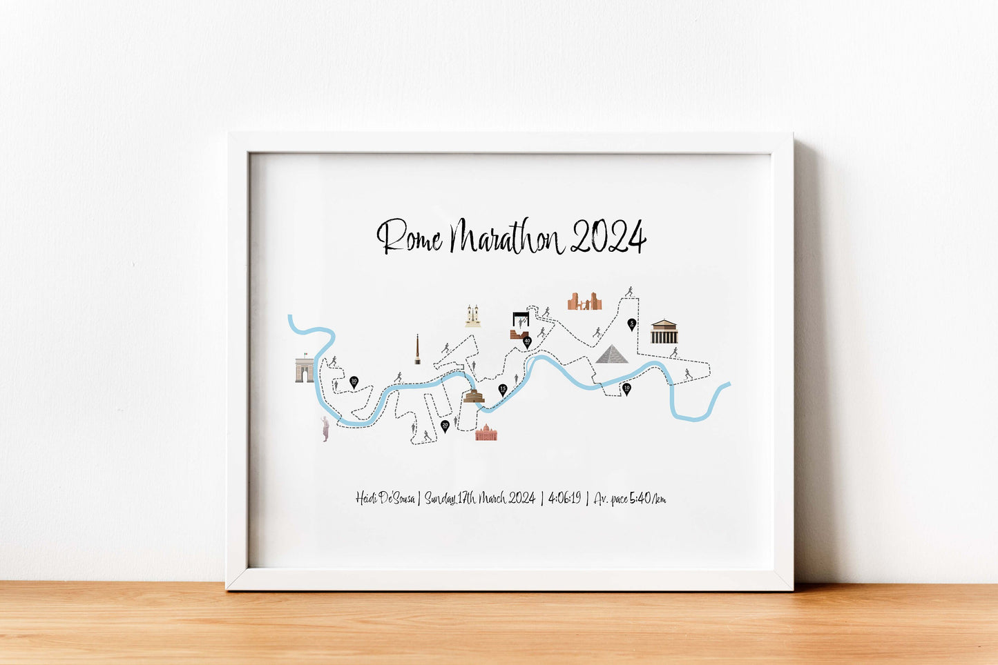 Personalised Rome Marathon Route Map