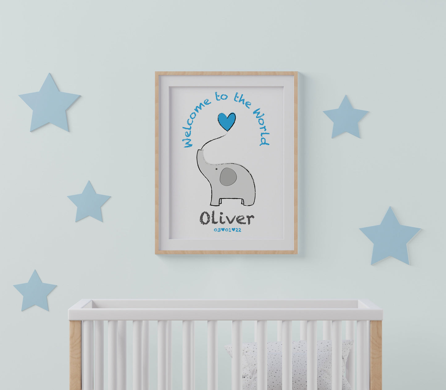 Personalised Elephant Nursery Print