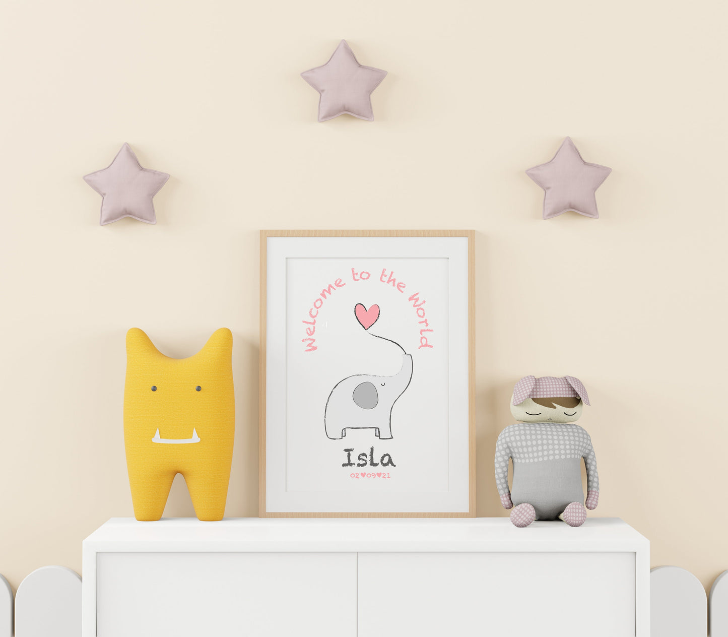 Personalised Elephant Nursery Print