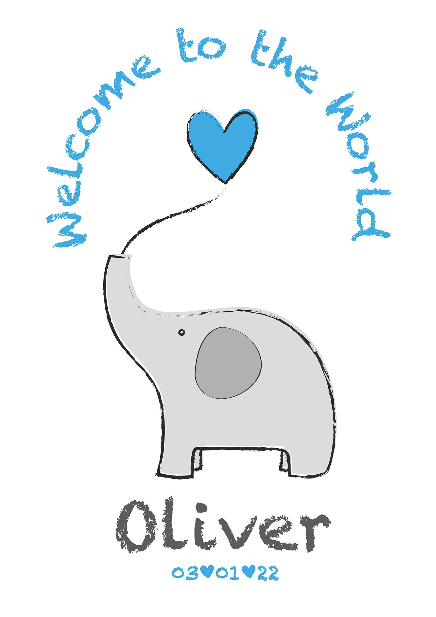 Personalised Elephant Nursery Print