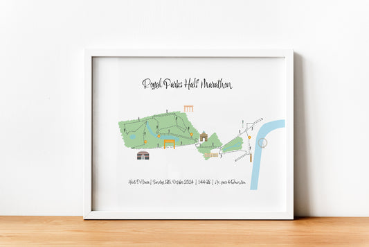 Personalised Royal Parks Half Marathon Route Map Print Memorabilia