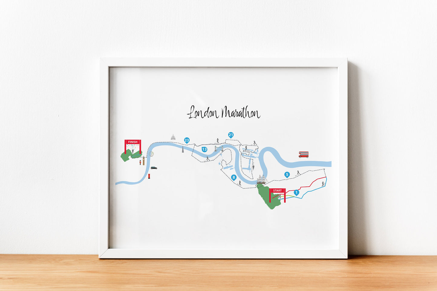 London Marathon Route Map Print