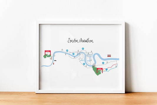 London Marathon Route Map Print