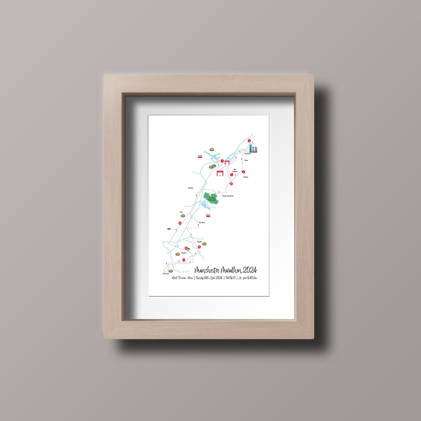 Personalised 2024 Manchester Marathon Map