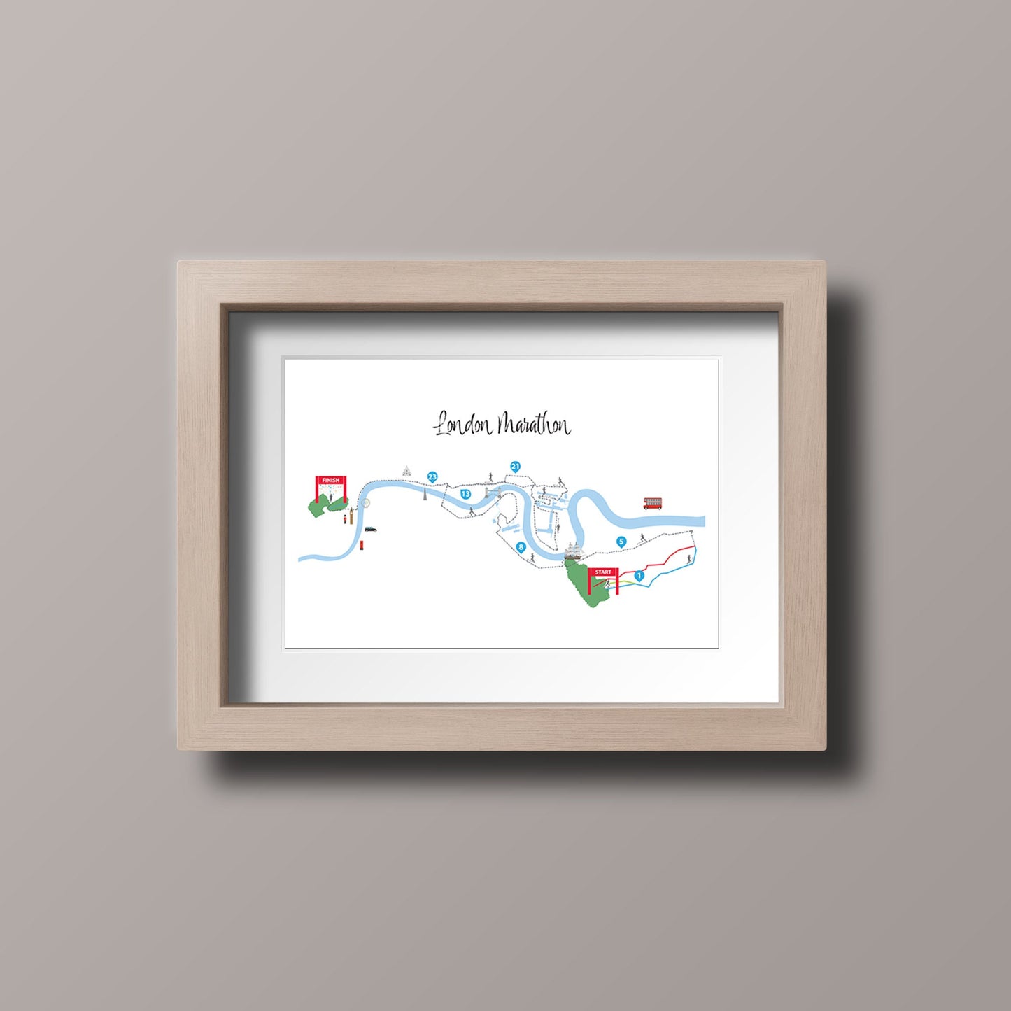 London Marathon Route Map Print