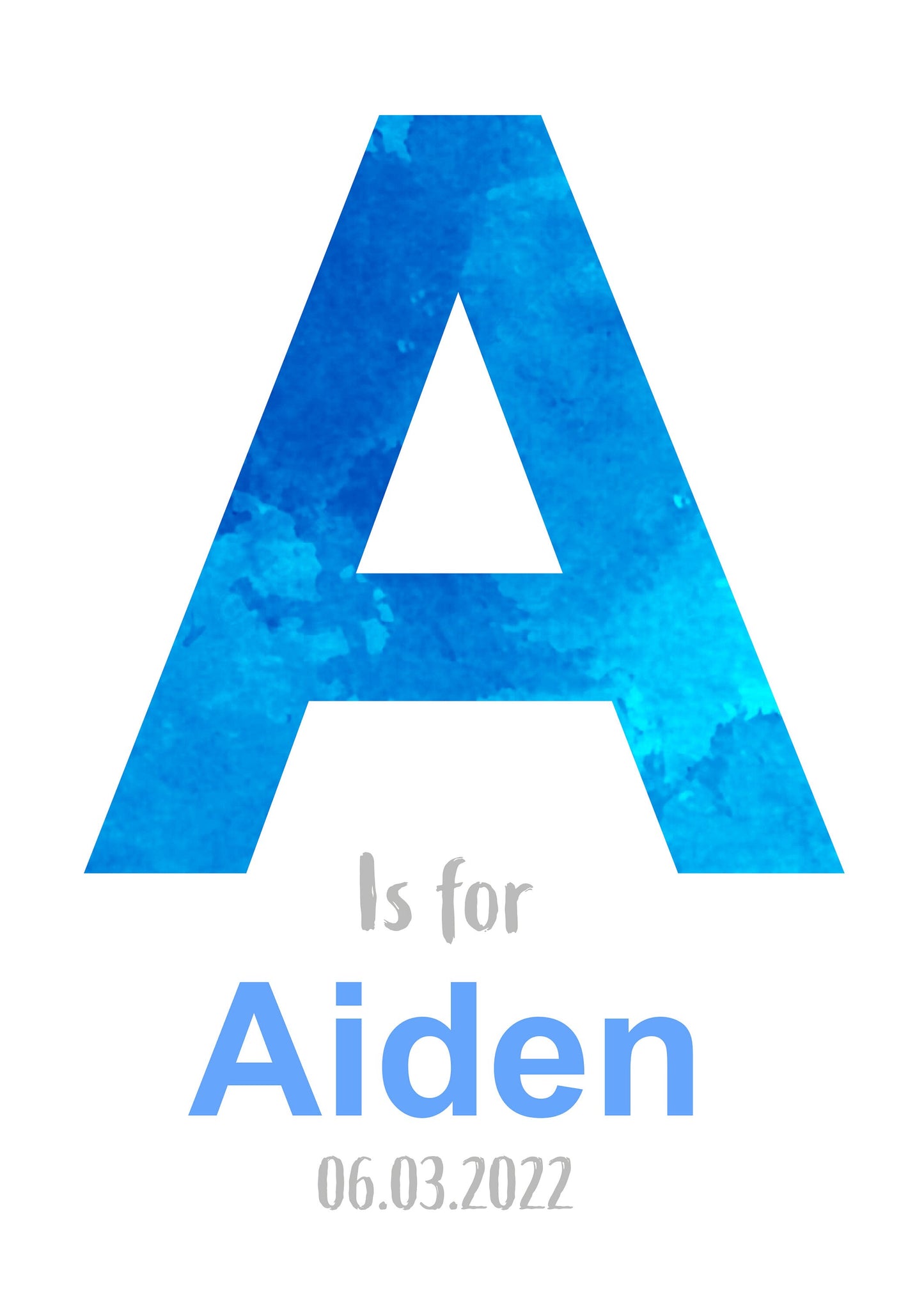 Personalised Watercolour Effect Initial Print