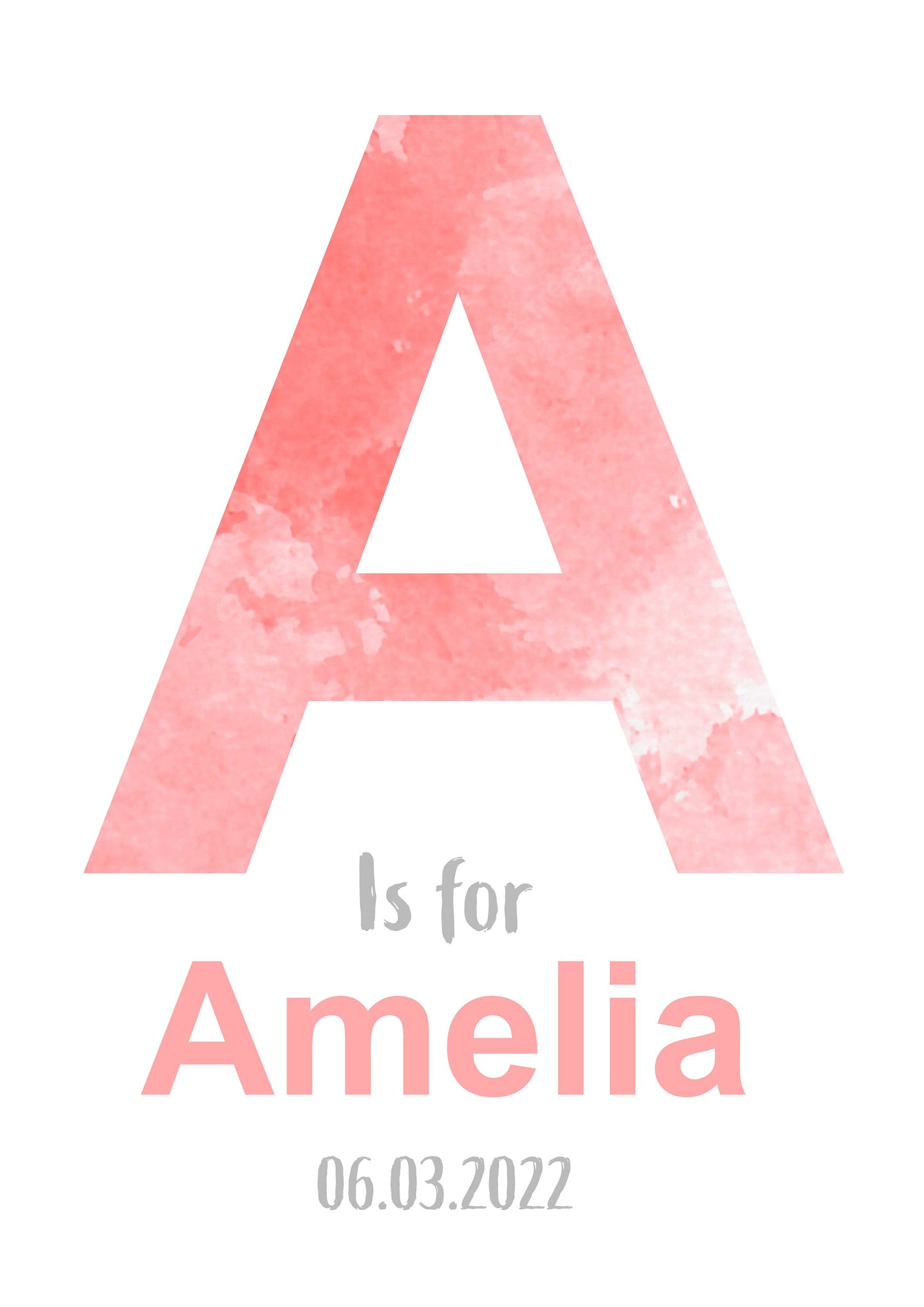 Personalised Watercolour Effect Initial Print