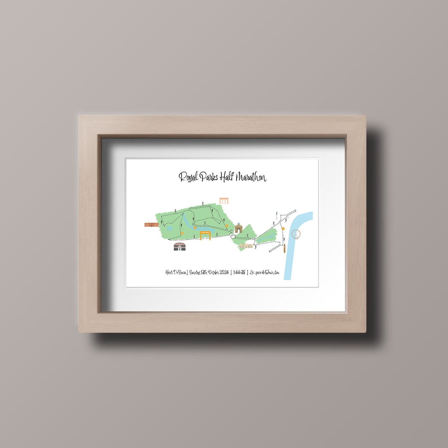 Personalised Royal Parks Half Marathon Route Map Print Memorabilia