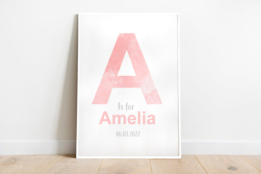 Personalised Watercolour Effect Initial Print